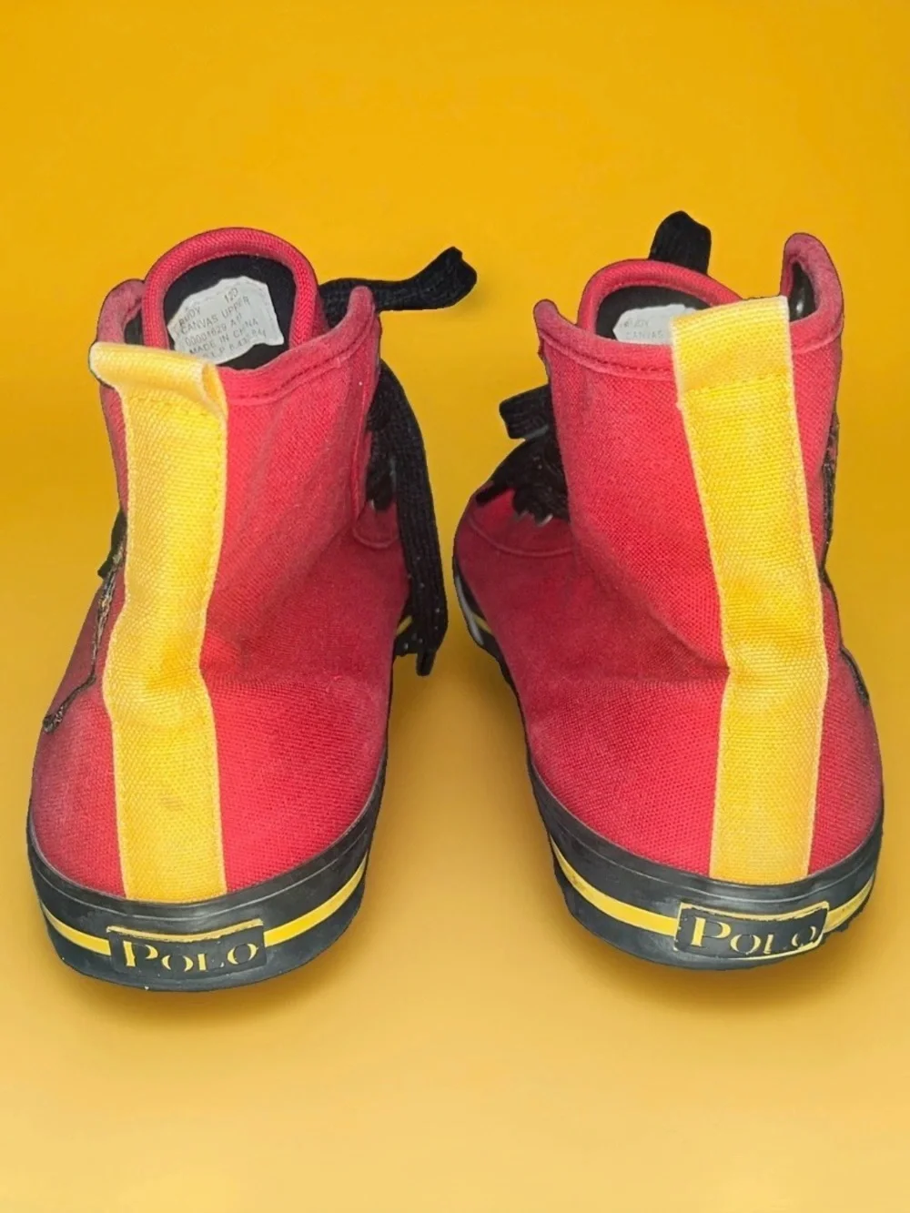 Rare🔥Polo Ralph Lauren ESPAÑA Rudy Red High-Top Sneakers Mens 12D